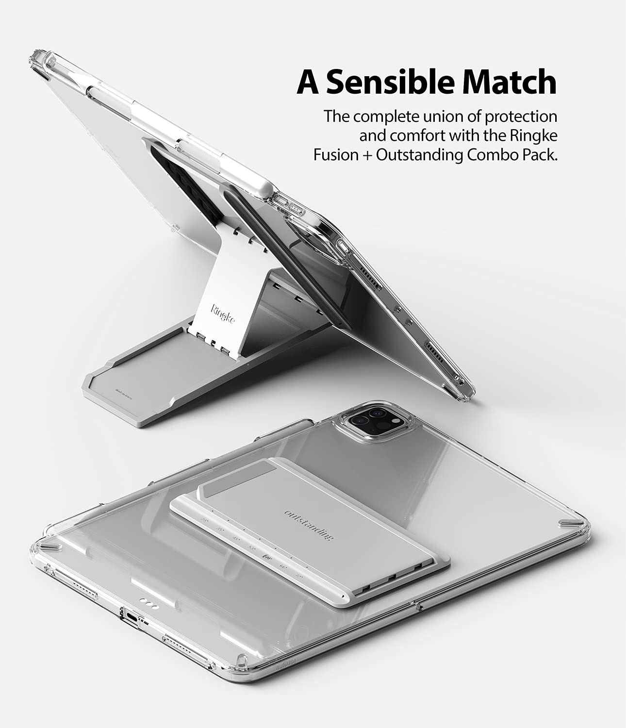 Ringke Fusion Plus iPad Pro 11 cover tablet Clear Light Gray stand