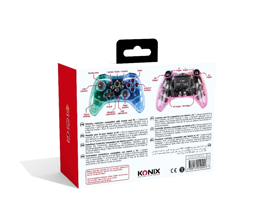 Konix Crystal controller wireless Switch PC PS4 RGB 10h