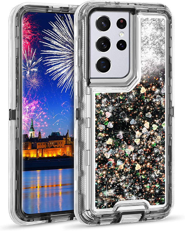 Redpepper S21 Ultra Cover Liquida Glitter Cuori Antiurto