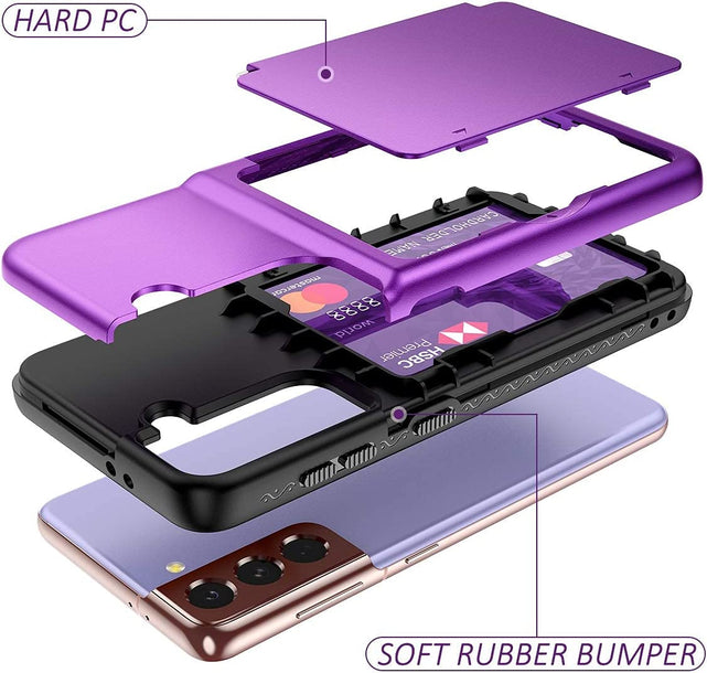 Redpepper Galaxy S21 Cover Wallet Viola Porta Carte Specchio