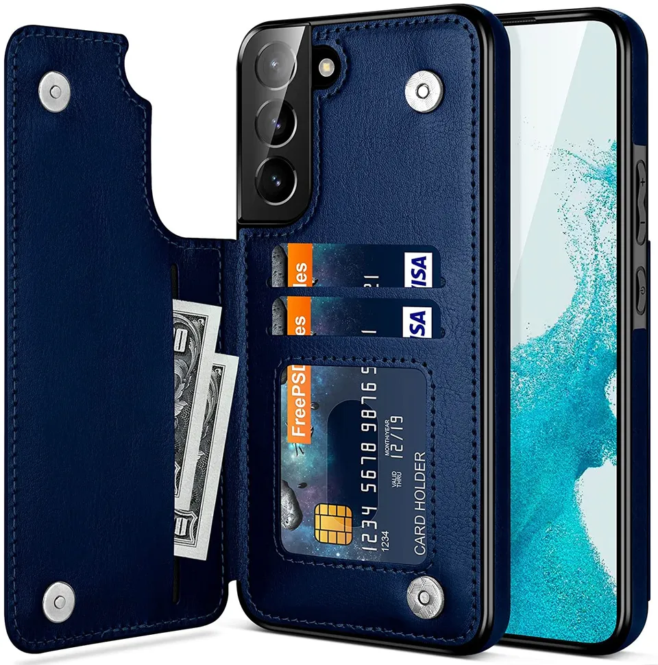 Redpepper Galaxy S22 Plus cover portafoglio pelle nera 3 carte