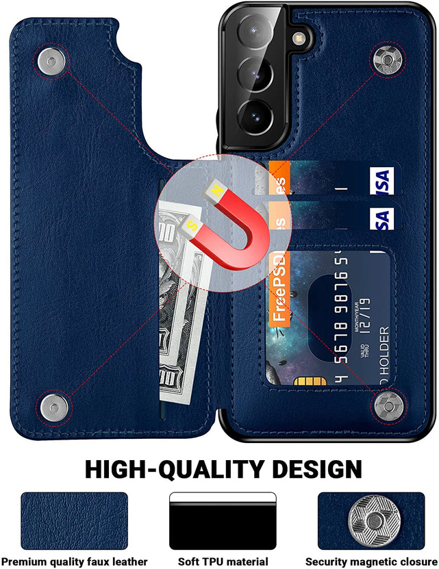 Redpepper Galaxy S22 Plus cover portafoglio pelle nera 3 carte