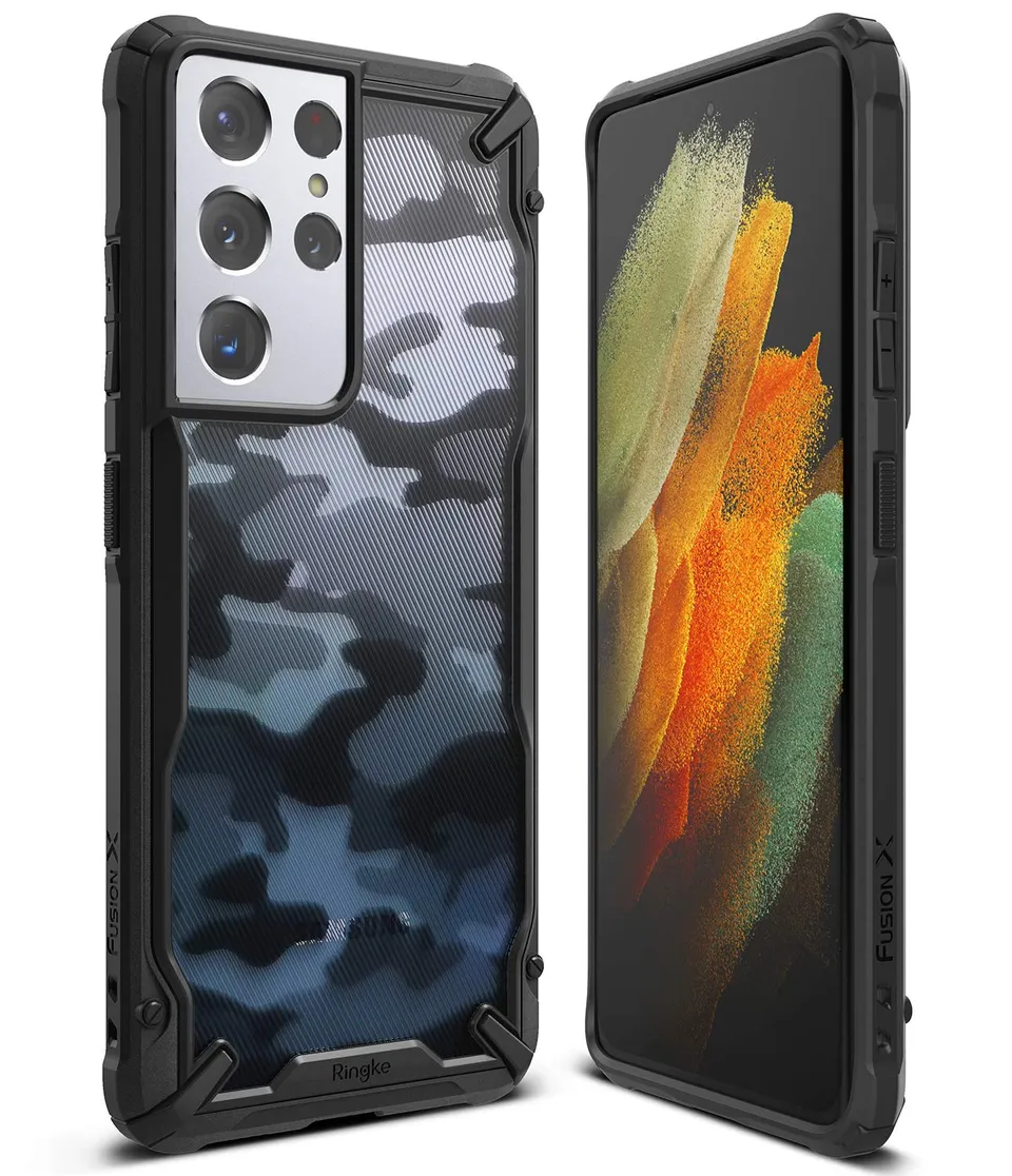 Ringke Fusion-X Galaxy S21 Ultra Cover Camo Black Mimetica