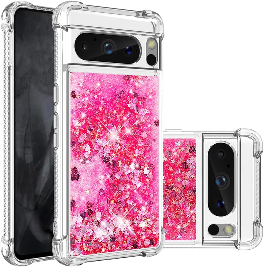 Redpepper Pixel 8 Pro Cover Glitter Liquida Argento TPU