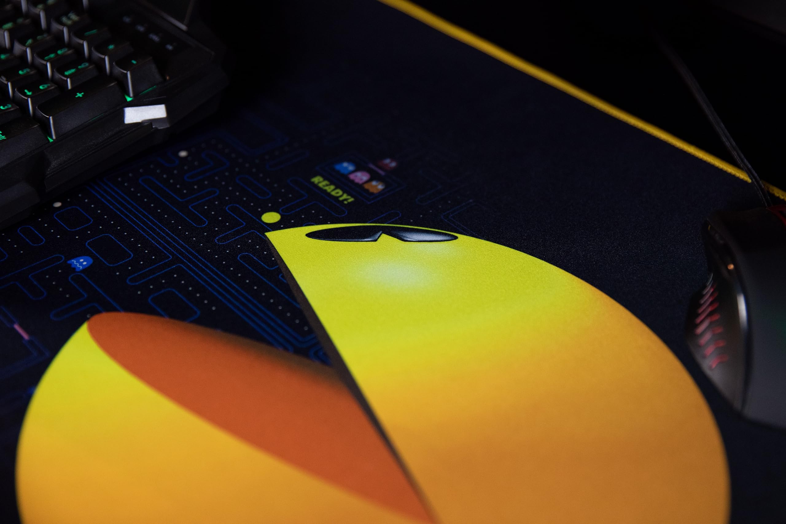 Konix Pac-Man Tappetino Mouse Gaming XXL 90x46 Nero Giallo