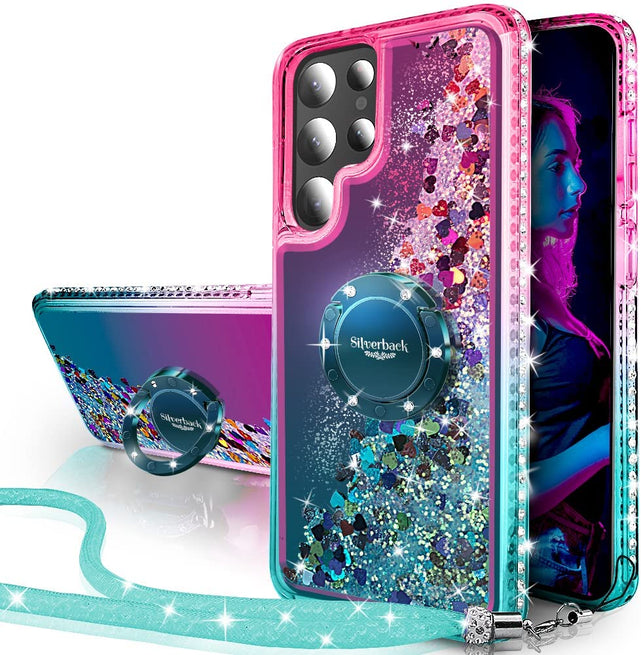 Redpepper Galaxy S22 Ultra cover glitter liquida con anello