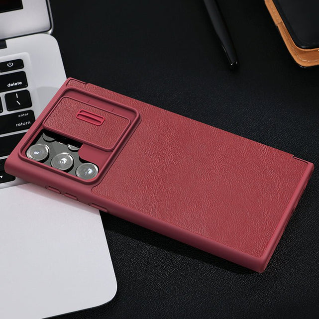 Redpepper Galaxy S22 Ultra Cover Pelle Flip Nera Antigraffio
