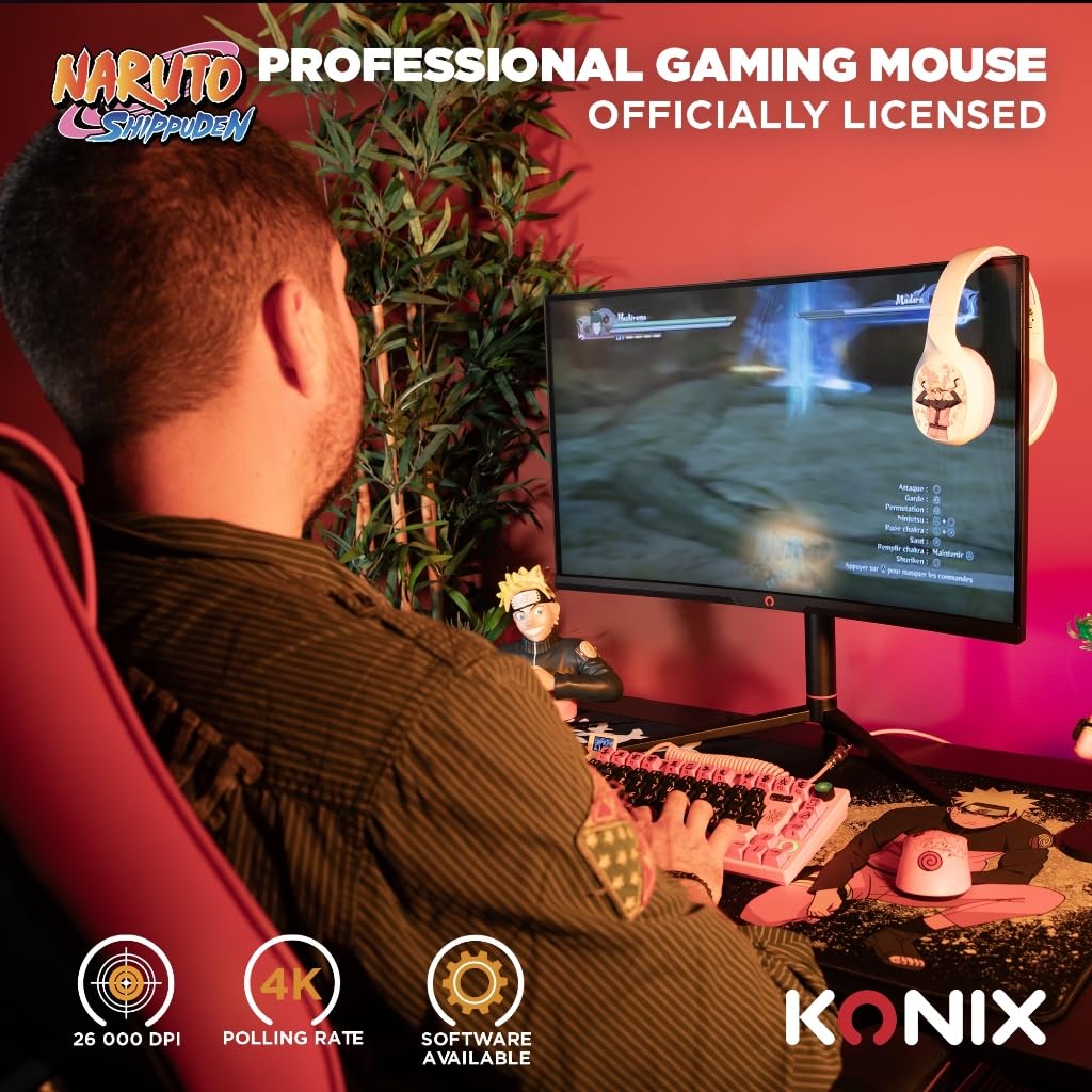 Konix Naruto Mouse Gaming Wireless 26000 DPI Arancione