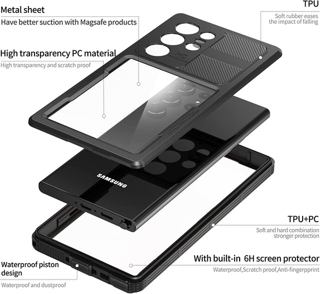Redpepper Galaxy Cases cover S23 Ultra 6,8" impermeabile