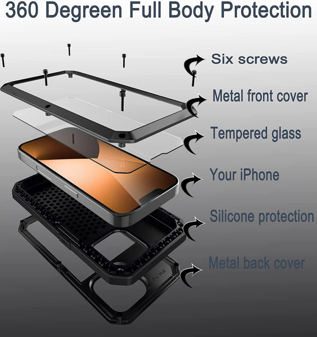 Redpepper iPhone 14 Pro cover metallo full body impermeabile