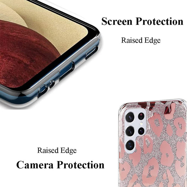 Redpepper Galaxy S22 Ultra Cover Leopard Glitter oro rosa