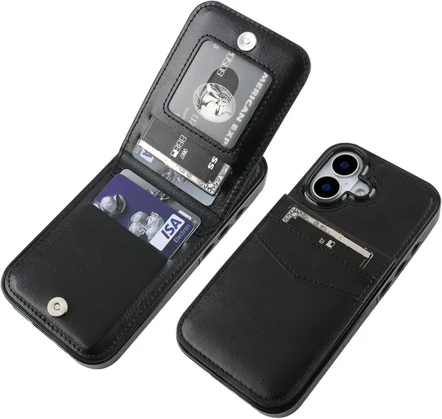 Redpepper Apple iPhone 17 Cover Portafoglio Pelle 2-4 Carte Nera