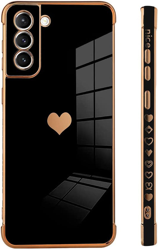Redpepper Galaxy S21 Cover Nera Cuore Placcata Elegante