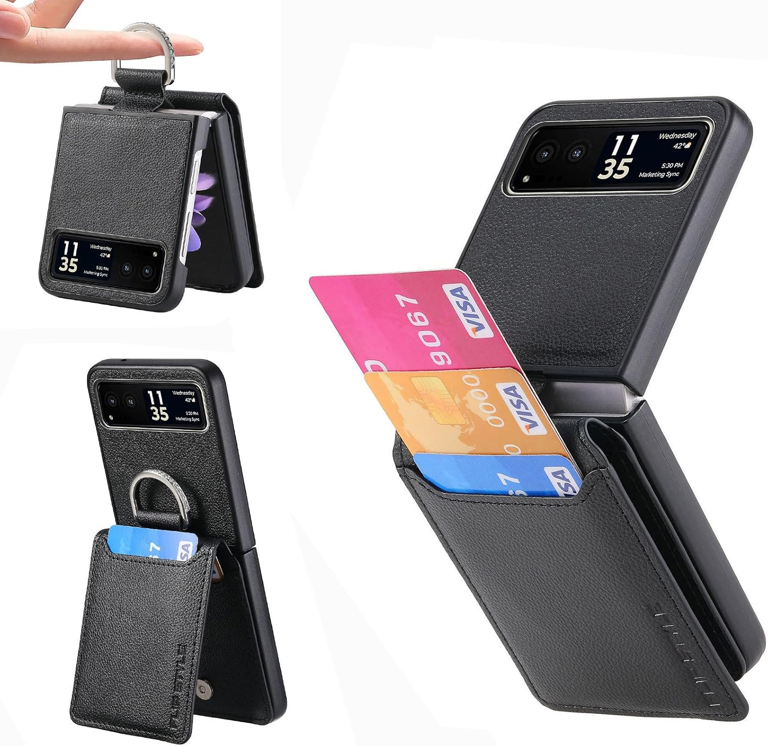 Redpepper Razr Plus 2023 Custodia Libro Pelle Nera