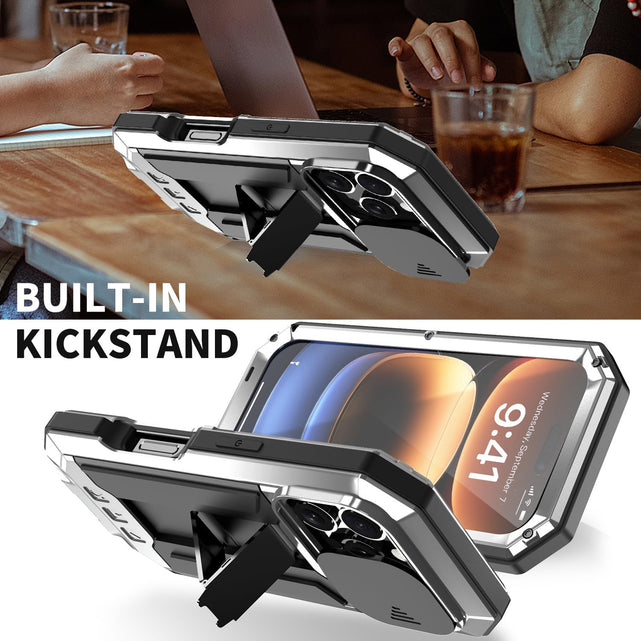 Redpepper iPhone 16 Cover Corazzata Metallo Gialla Kickstand