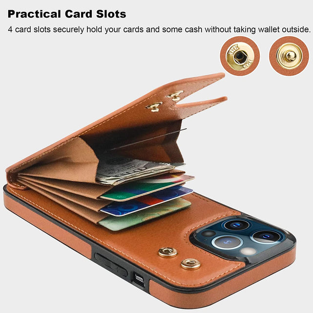 Redpepper iPhone 13 Pro Max Cover Portafoglio Marrone