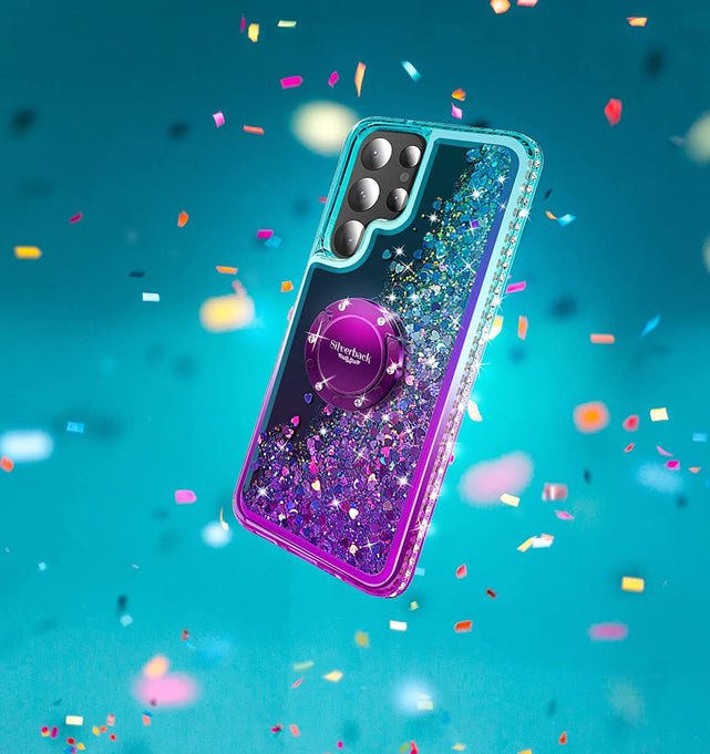 Redpepper Galaxy S22 Ultra cover glitter liquida con anello