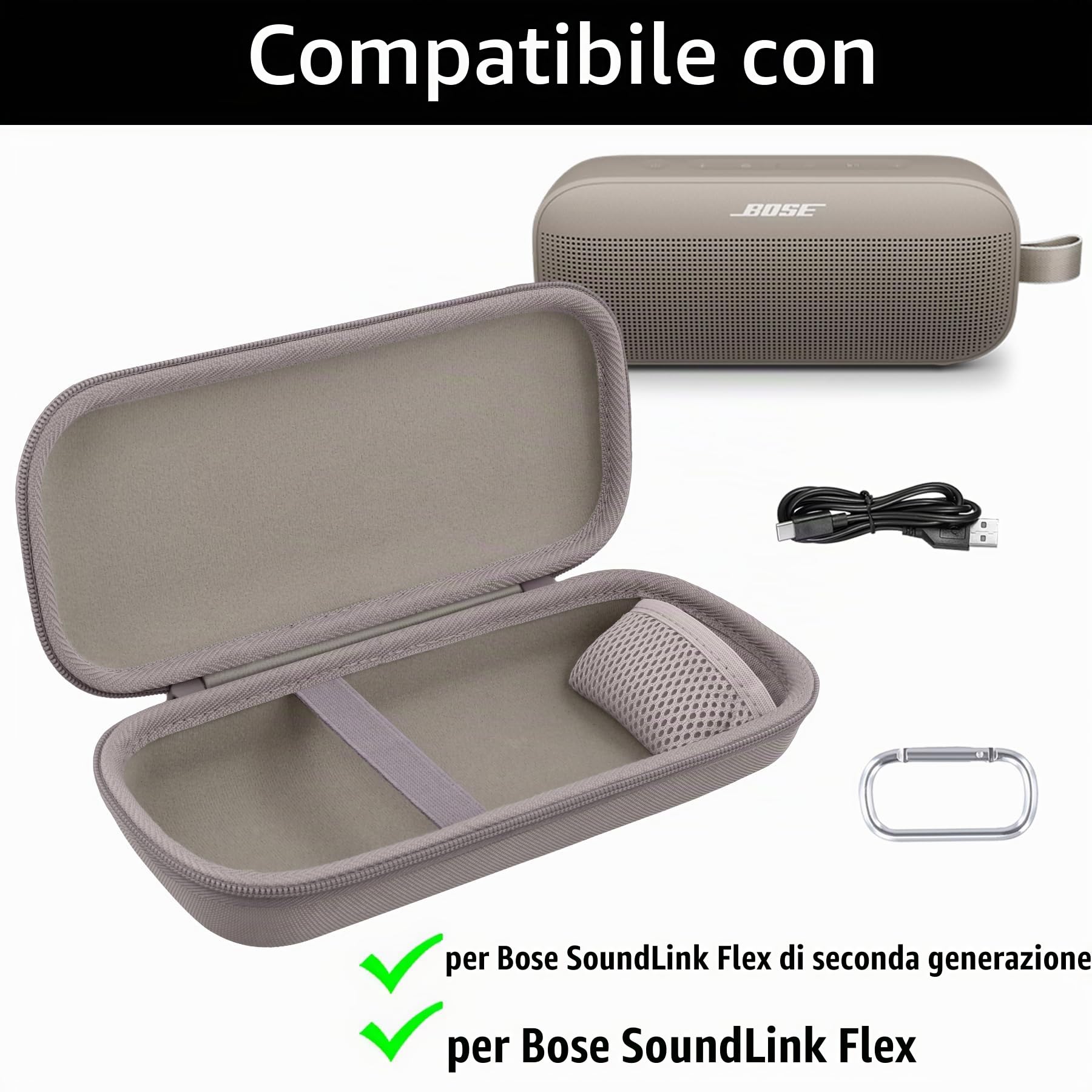 Aenllosi Speaker Case Bose SoundLink Flex 2 custodia sabbia EVA