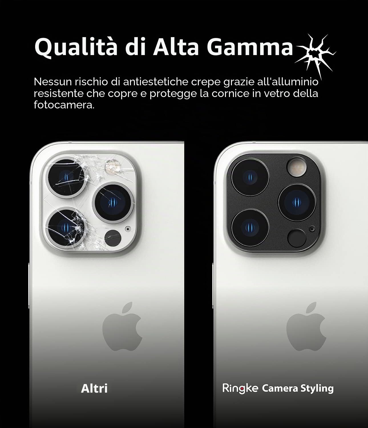 Ringke Camera Styling Protezione iPhone 14 Pro Nera Alluminio