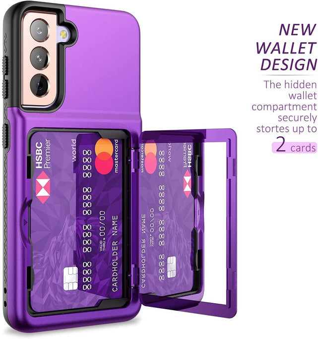 Redpepper Galaxy S21 Cover Wallet Viola Porta Carte Specchio