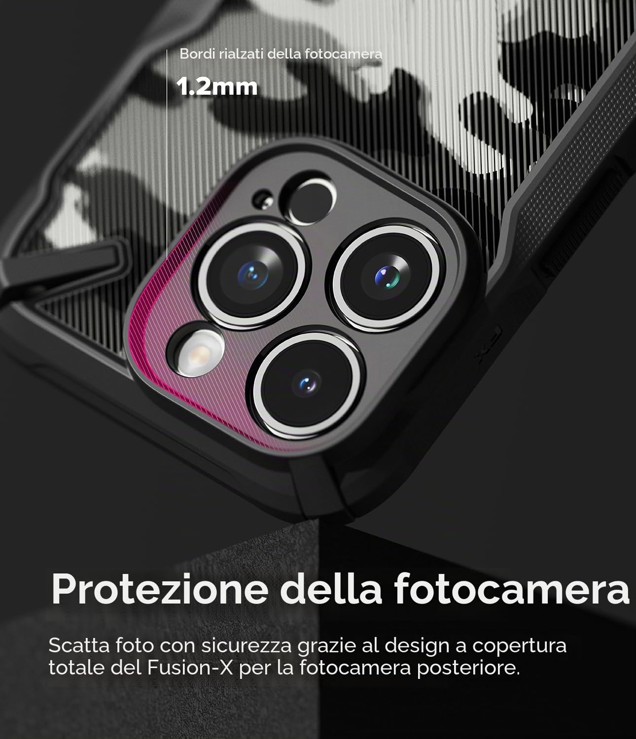Ringke Fusion-X Cover iPhone 15 Pro Mimetica Camo Black