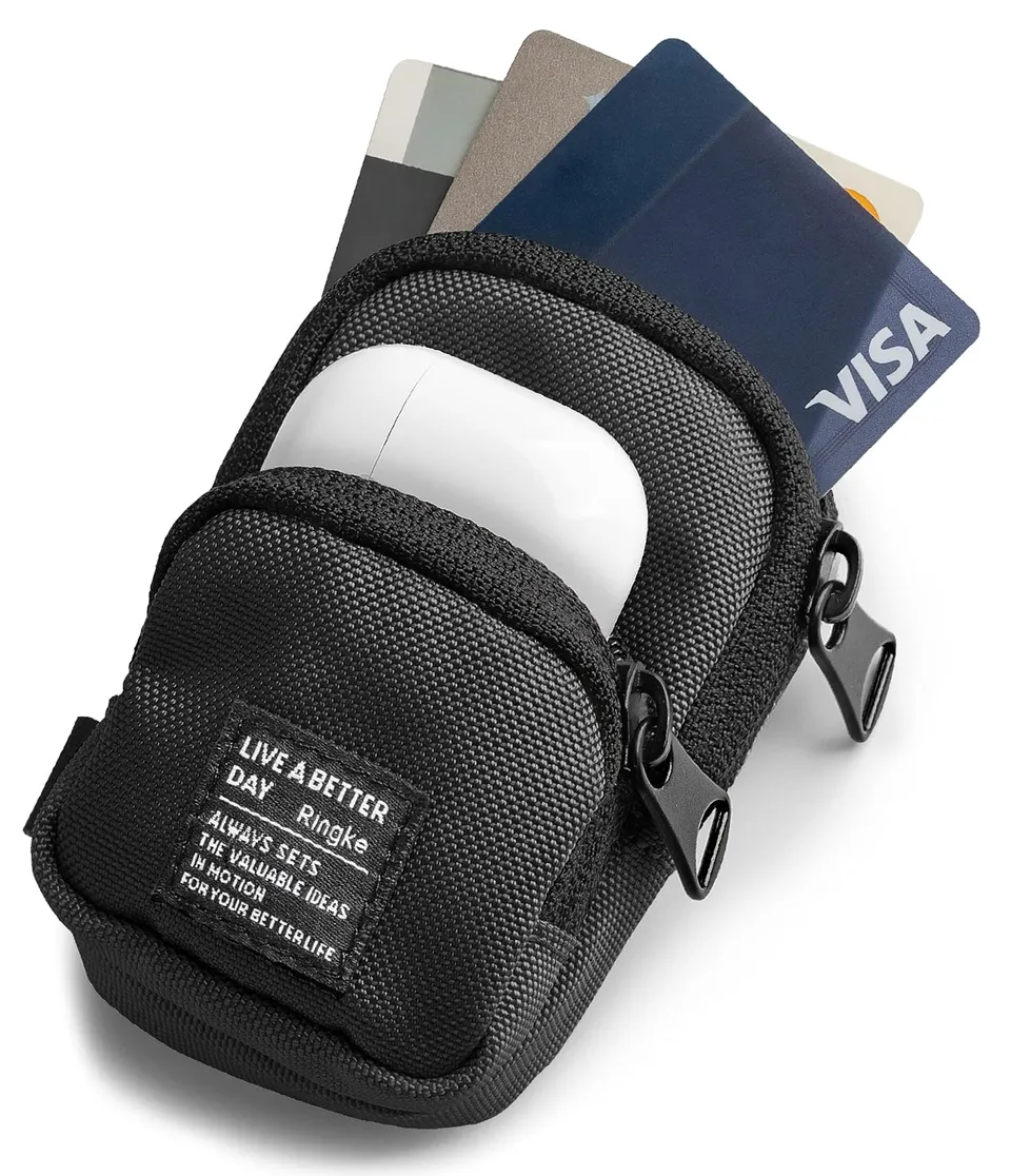 Ringke Mini Pouch Two Pocket Pochette Nylon Black AirPods