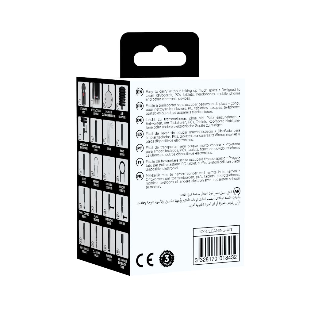 Konix Kit Pulizia 19 in 1 Nero per Tastiera Smartphone PC