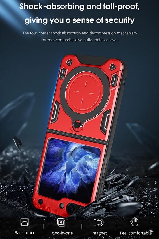 Redpepper Galaxy Cases Z Flip 6 custodia rugged magnetica nera stand