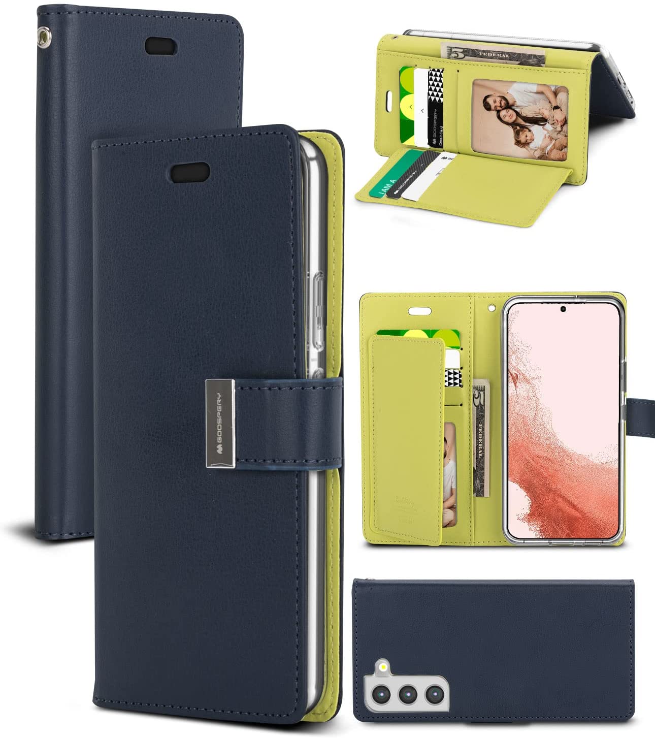 Redpepper Galaxy Cases S22 Plus Flip Cover pelle 6 carte