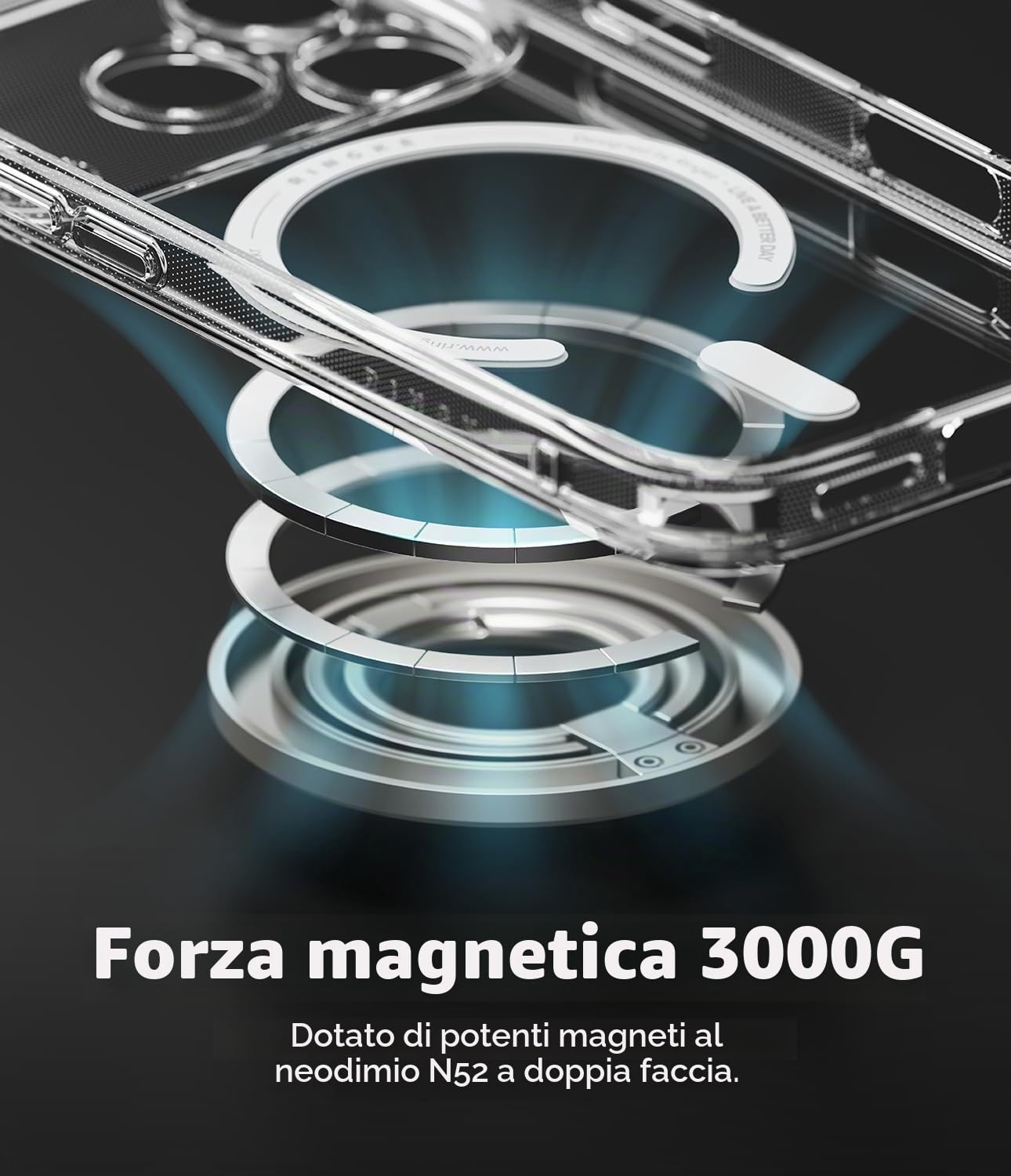 Ringke Ring Anello Magnetico Smartphone Argento Stand Presa N52