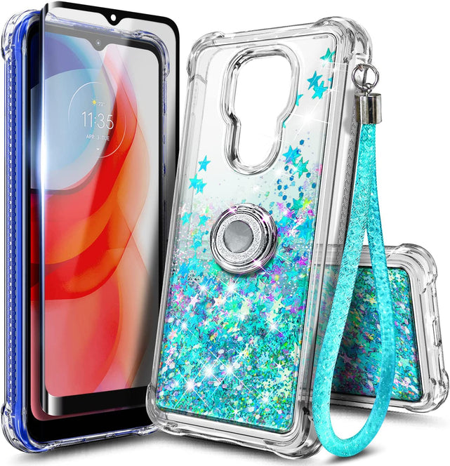 Redpepper Moto G Play 2021 Cover Glitter Rosa Aqua TPU Slim