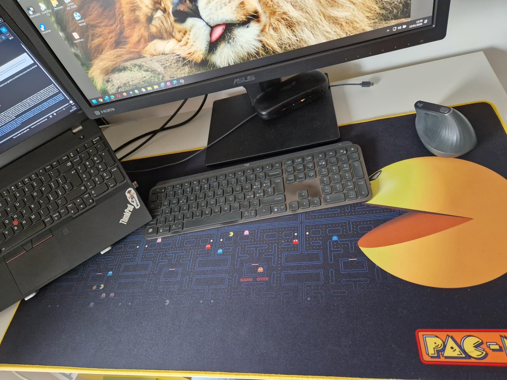 Konix Pac-Man Tappetino Mouse Gaming XXL 90x46 Nero Giallo