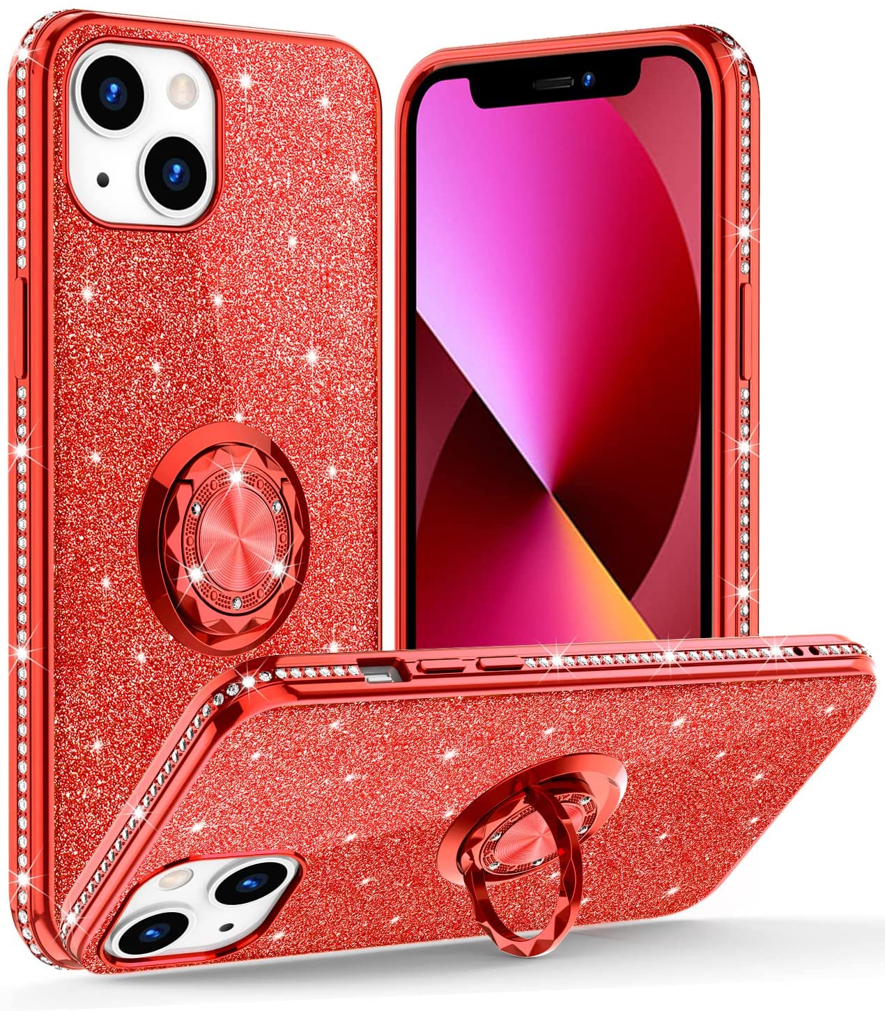 Redpepper Apple Cases iPhone 13 cover glitter con anello