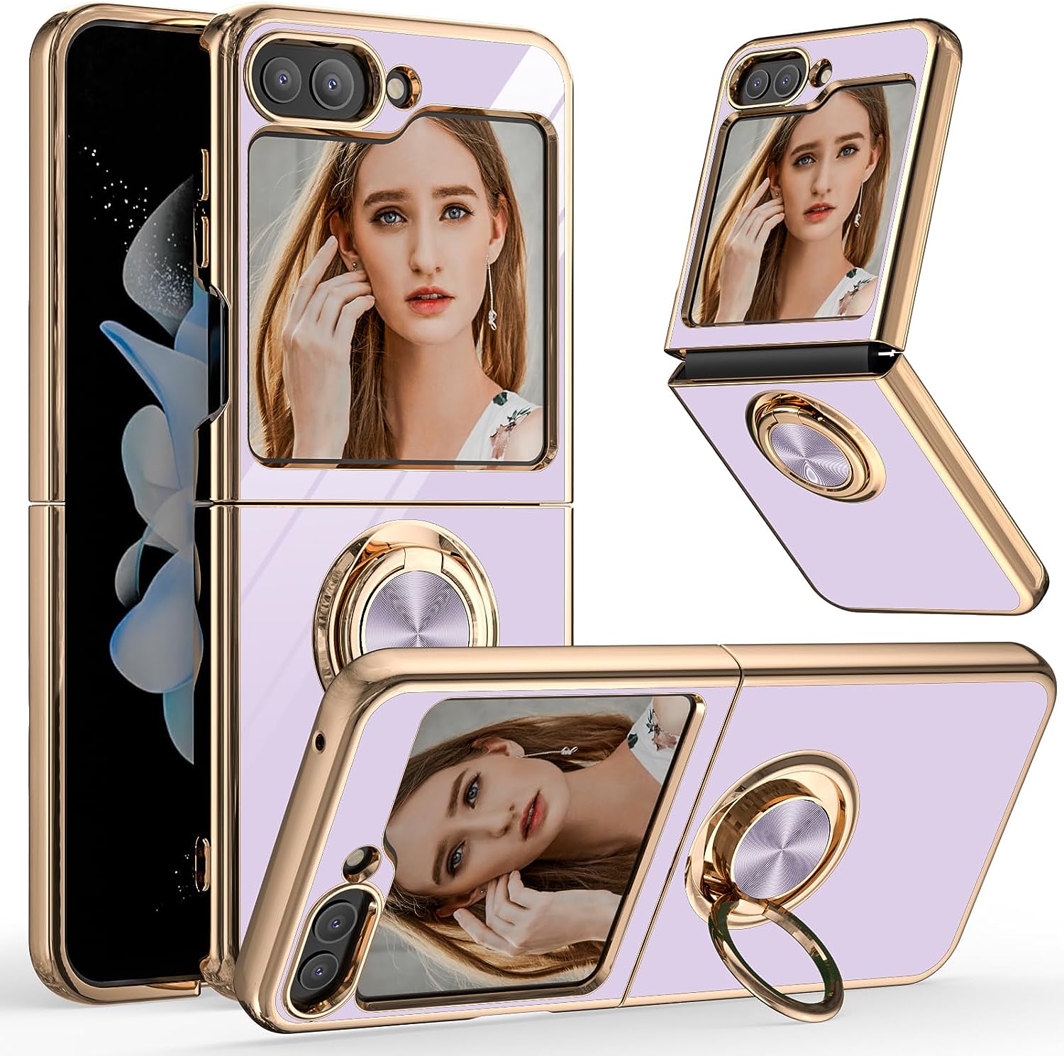 Redpepper Galaxy Cases Z Flip 5 cover anello stand bianca