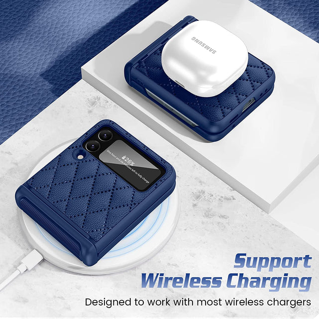 Redpepper Galaxy Z Flip 4 custodia pelle blu cerniera
