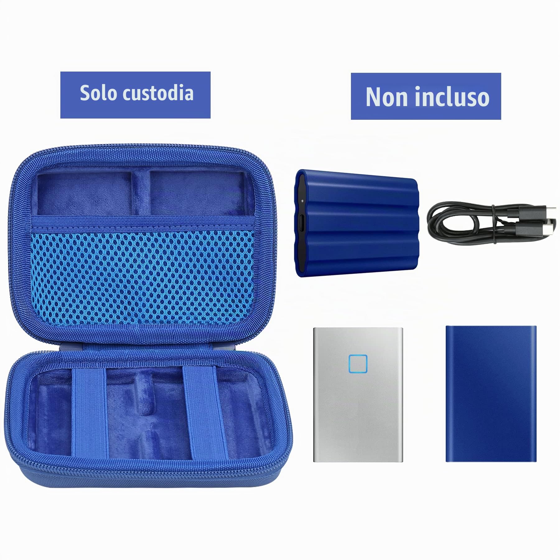 Aenllosi SSD Case Custodia Samsung T7 T9 Blu EVA Rigida