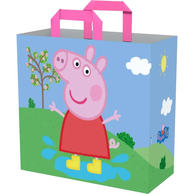 Konix Peppa Pig borsa spesa 40x45x20 cm blu verde riciclata
