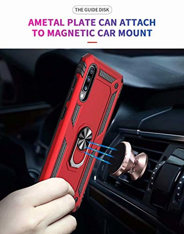 Redpepper Galaxy A70 Cover Antiurto con Anello Nero + Vetro