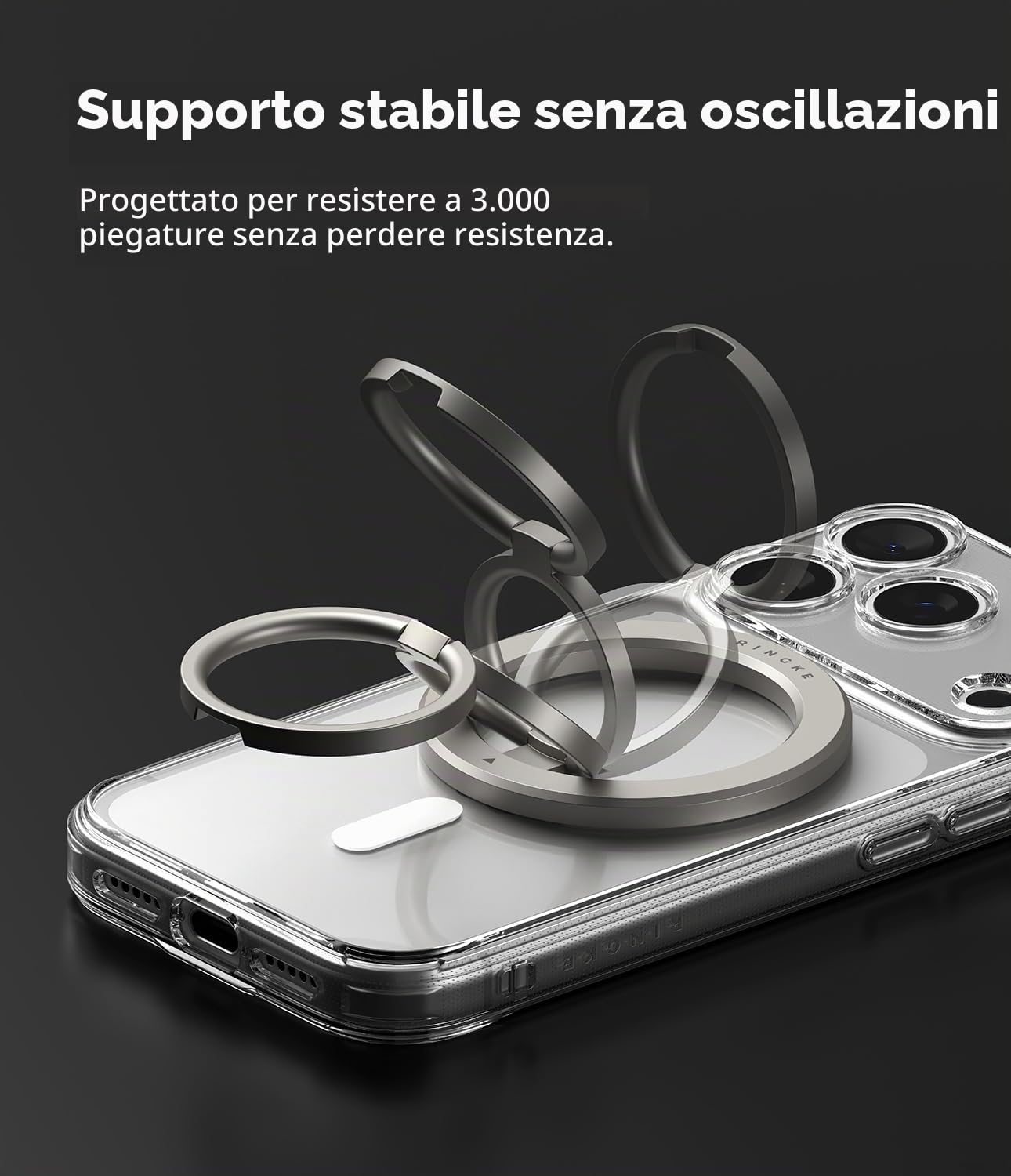 Ringke Ring Anello Magnetico Smartphone Argento Stand Presa N52