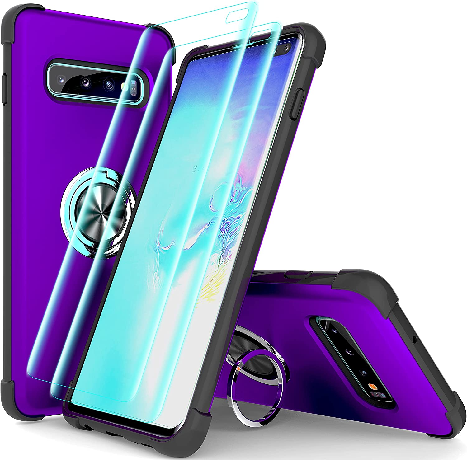 Redpepper Galaxy S10 Plus Cover Rugged Nera Stand + Pellicola