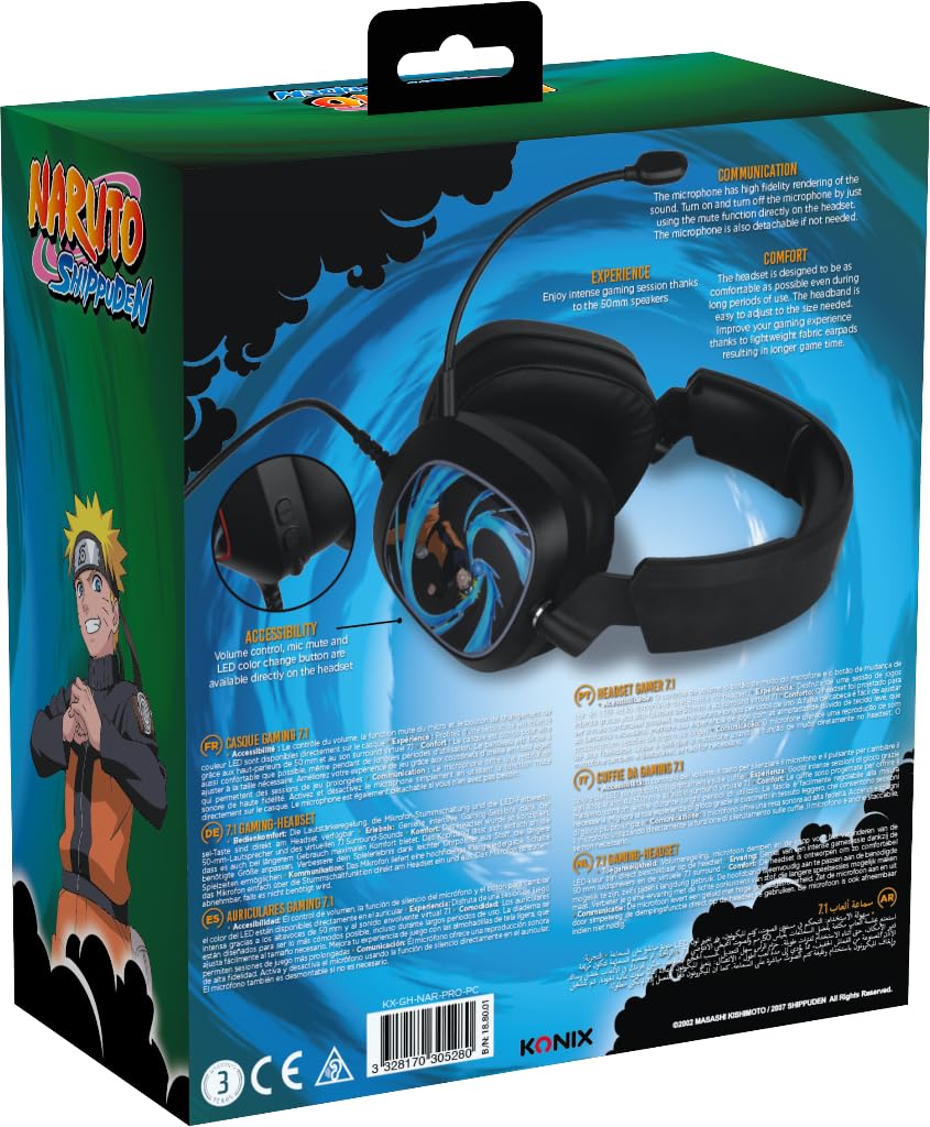 Konix Naruto Shippuden Cuffie gaming 7.1 nere