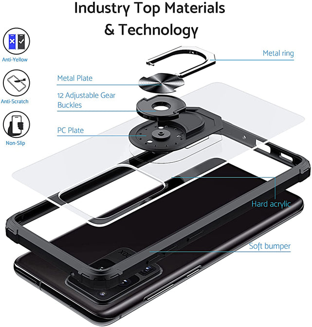 Redpepper Galaxy Cases S20 Ultra Cover Trasparente con Anello