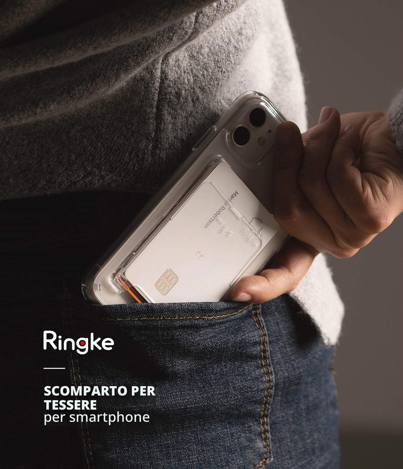 Ringke Slot Card Holder porta carte adesivo Clear Mist 2 pezzi