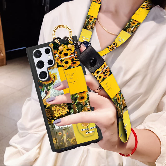 Redpepper Galaxy S22 Ultra Sunflower Kickstand Cover girasole con laccetto