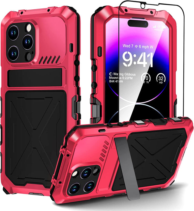 Redpepper iPhone 14 Pro Cover Rugged Metallo Kickstand