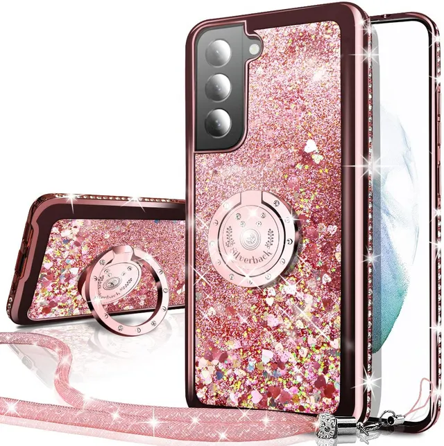 Redpepper Galaxy S22 Cover Glitter Rosa con Anello