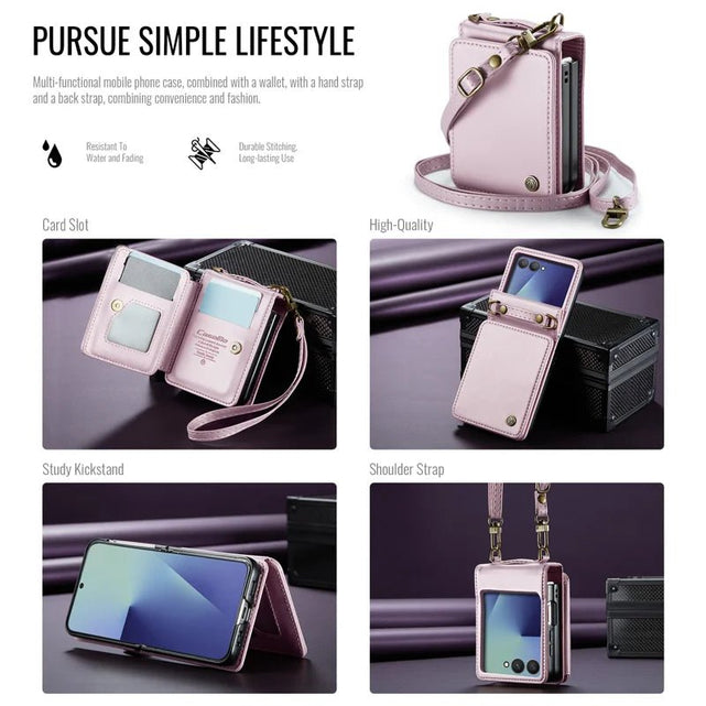 Redpepper Galaxy Z Flip 8 Custodia Wallet RFID Rosa Stand