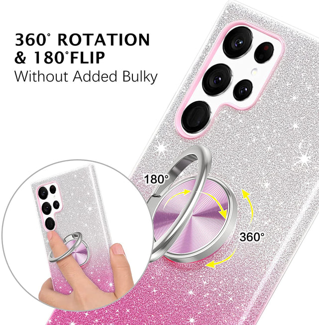 Redpepper Galaxy S22 Ultra Cover glitter con anello 6.8"