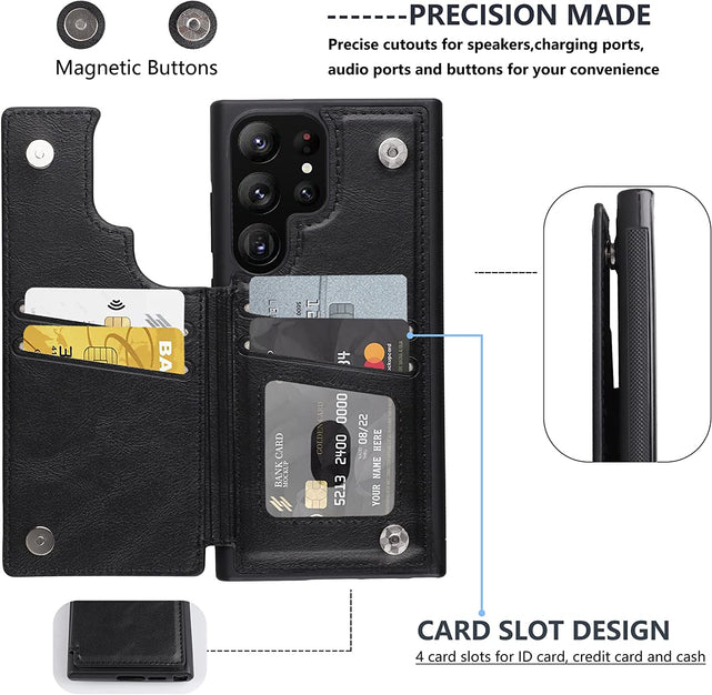 Redpepper Galaxy Cases S23 Ultra portafoglio pelle nero