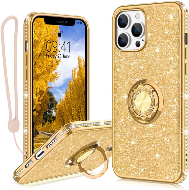 Redpepper Apple Cases 13 Pro Max cover glitter con anello stand